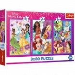 Puzzle 3x80 Disney Princesses Amies Trefl
