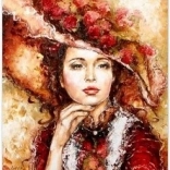 Mosaïque de diamants - femme au chapeau