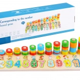 Puzzle en bois coloré avec chiffres et animaux