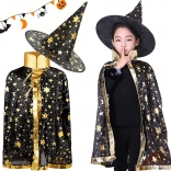 Déguisement de sorcier pour enfants avec étoiles – cape et chapeau pour Halloween