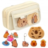 Trousse à deux compartiments avec poches et accessoires Capybara 21x12 cm