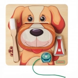 Masterkidz tableau Montessori en bois pour apprendre à se brosser les dents – petit chien