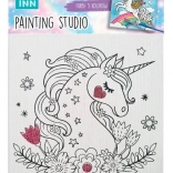 kit de peinture sur toile licorne fleurs