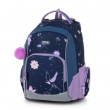 Sac à dos scolaire avec imprimé floral et éléments décoratifs