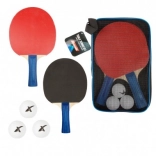 Set de tennis de table avec 2 raquettes et 3 balles dans un étui