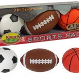 Set de balles de sport souples 3‑en‑1 – football, basket-ball et base-ball