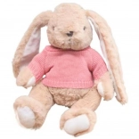 Lapin en peluche avec petit pull rose 22 cm