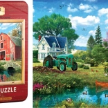 Puzzle en boîte métallique Grange rouge 1000 pièces EUROGRAPHICS