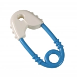 Hochet pour bébé en forme d’épingle bleu et blanc