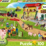 Puzzle SCHLEICH Ferme avec étal de vente 100 pièces + figurine