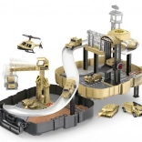 Station militaire avec 2 petites voitures dans un sac à dos