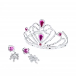 Couronne pour princesse avec boucles d'oreilles rose