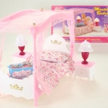 Lit à baldaquin Glorie pour poupées avec lampes lumineuses