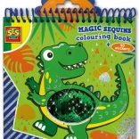 Coloriages magiques à paillettes dinosaures – bleu et vert