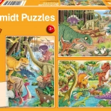 Puzzle dinosaures 3×24 pièces
