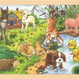 Puzzle en bois avec animaux de la ferme 24 pièces