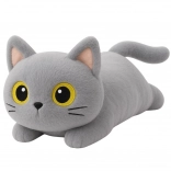 Jouet en peluche chat gris avec grands yeux 45 cm