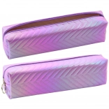 Organisateur trousse scolaire holographique motif sapin violet 21x6 cm