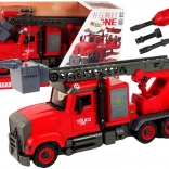 Camion de pompiers à assembler avec accessoires, rouge