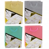 Sac cadeau avec motifs géométriques et effet marbre 23 x 18 x 10,5 cm