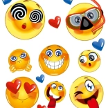 Autocollants thermocollants Emoji – petite planche 15 × 21 cm