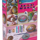 Peinture sur galets – licorne scintillante