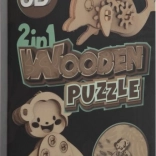 Puzzle 3D en bois 2-en-1 singe et dauphin