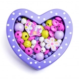 Petites perles violettes en forme de cœur