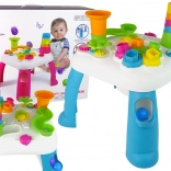 Table éducative interactive avec toboggan à billes et trieur de formes – bleu