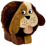 Figurine en bois de chien avec pompon XL