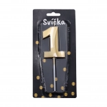 Bougie de fête chiffre 1 dorée