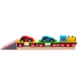 Train de marchandises en bois avec voitures et rails BIGJIGS RAIL