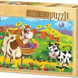Puzzle en bois Vache avec Fleurs 25 pièces