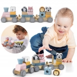 Jouet en bois train avec blocs et animaux Montessori