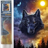 Peinture diamant Loup sombre 30 × 40 cm