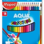 Crayons aquarellables triangulaires Maped Aqua Color'Peps 18 pcs avec pinceau