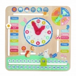 Calendrier éducatif en bois avec horloge pour enfants