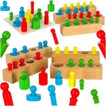 Puzzle Montessori en bois – cylindres colorés et poids