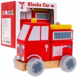 Petite voiture de pompier en bois – puzzle pour enfants