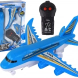 Avion bleu télécommandé pour enfants avec éclairage LED