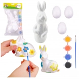 Kit de peinture d'ornements de Pâques en polystyrène Lapin et 3 œufs avec peintures