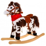Cheval à bascule en peluche avec effets interactifs, bois et peluche
