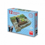 Dino cubes en bois LE PETIT TAUPE et les animaux 12 pcs