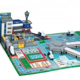 Garage d’aéroport – set avec 4 voitures et un avion, en métal