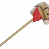 Cheval-bâton en peluche sonore 80 cm, beige