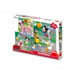 Puzzle MICKEY ET MINNIE font du sport 3×55 pièces