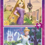 Puzzle DISNEY princesses 2×48 pièces – Raiponce et Cendrillon