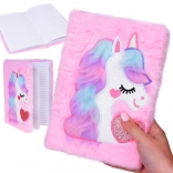 Carnet rose licorne avec cœur scintillant