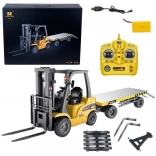 Chariot élévateur avec remorque radiocommandé 1:10, orange