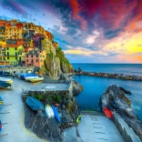 Puzzle Port de Manarola au coucher du soleil 1000 pièces